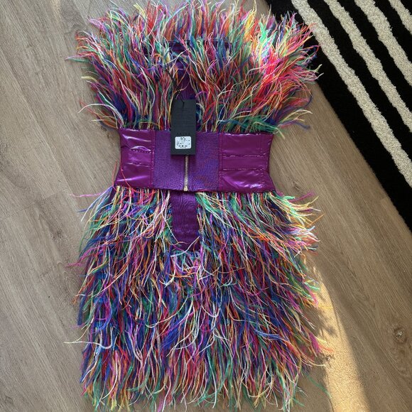 Akira Rainbow Feather Mini Dress XS – Brand New With Tags - Picture 4 of 4